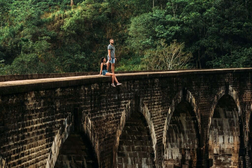 Couple in love on vacation. Man and woman traveling around Asia. The couple travels to Sri Lanka